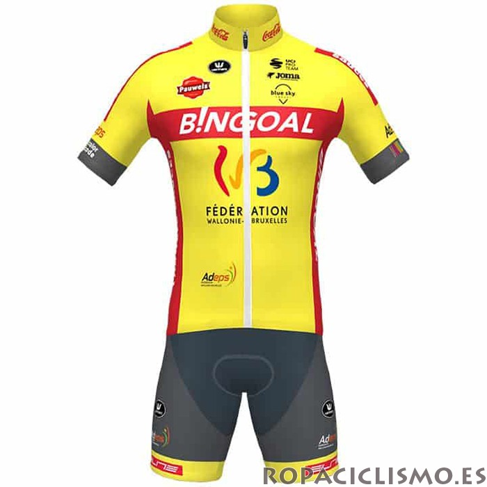 2021 Maillot Wallonie Bruxelles Tirantes Mangas Cortas Amarillo